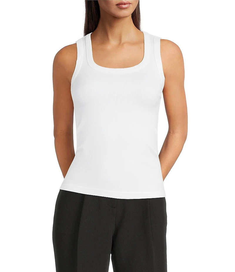 Gibson & Latimer Ribbed Knit Scoop Neck Sleeveless Tank Top