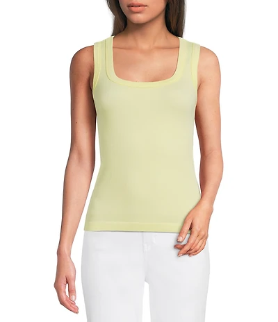 Gibson & Latimer Ribbed Knit Scoop Neck Sleeveless Tank Top
