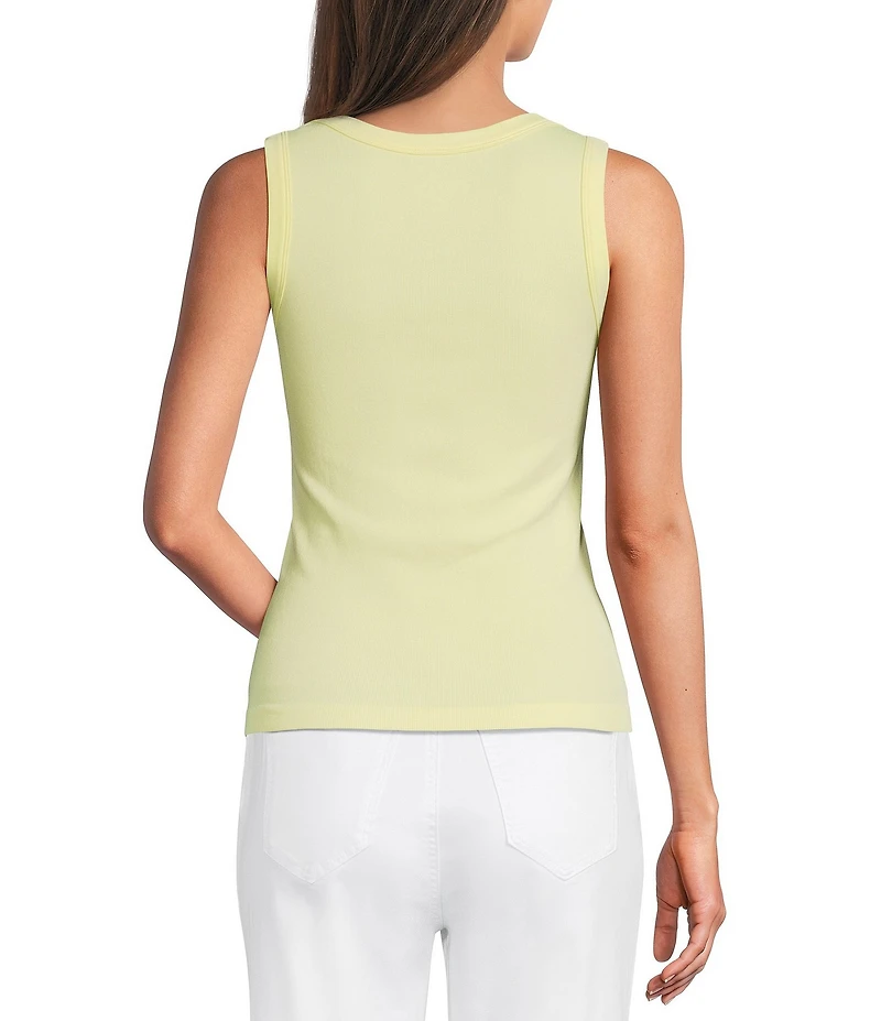 Gibson & Latimer Ribbed Knit Scoop Neck Sleeveless Tank Top