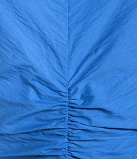 Gibson & Latimer Scoop Neck Bubble Puff Sleeve Ruched Tie Back Midi Dress