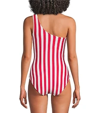 Gibson & Latimer Shoreline Stripe One Shoulder One Piece Swimsuit