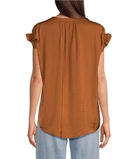 Gibson & Latimer Split V-Neck Cap Sleeve Woven Blouse