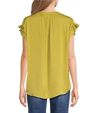 Gibson & Latimer Split V-Neck Cap Sleeve Woven Blouse