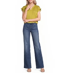 Gibson & Latimer Split V-Neck Cap Sleeve Woven Blouse