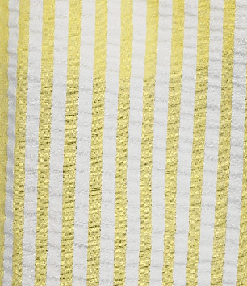 Gibson & Latimer Stripe Cotton Seersucker V-Neck 3/4 Bubble Sleeve Blouse