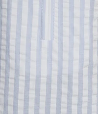 Gibson & Latimer Stripe Cotton Seersucker V-Neck 3/4 Bubble Sleeve Blouse