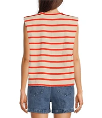 Gibson & Latimer Stripe Knit Crew Neck Sleeveless Muscle Tee Shirt