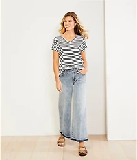 Gibson & Latimer Stripe Print Short Sleeve V-Neck Knit Shirt