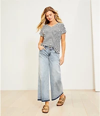 Gibson & Latimer Stripe Print Short Sleeve V-Neck Knit Shirt