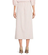 Gibson & Latimer Stripe Seersucker Tie at Waist A-Line Coordinating Midi Skirt
