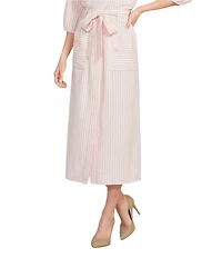 Gibson & Latimer Stripe Seersucker Tie at Waist A-Line Coordinating Midi Skirt