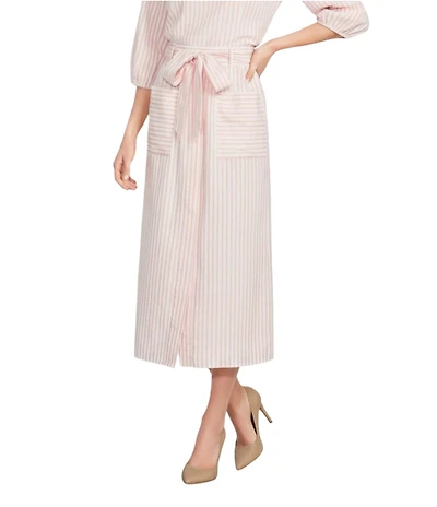 Gibson & Latimer Stripe Seersucker Tie at Waist A-Line Coordinating Midi Skirt