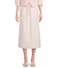 Gibson & Latimer Stripe Seersucker Tie at Waist A-Line Coordinating Midi Skirt