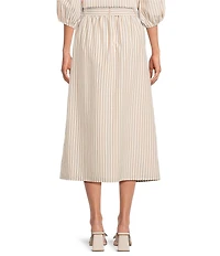 Gibson & Latimer Stripe Seersucker Tie Waist A-Line Coordinating Midi Skirt