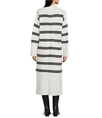 Gibson & Latimer Striped Knit Turtleneck Long Sleeve Shift Sweater Midi Dress