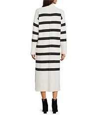 Gibson & Latimer Striped Knit Turtleneck Long Sleeve Shift Sweater Midi Dress