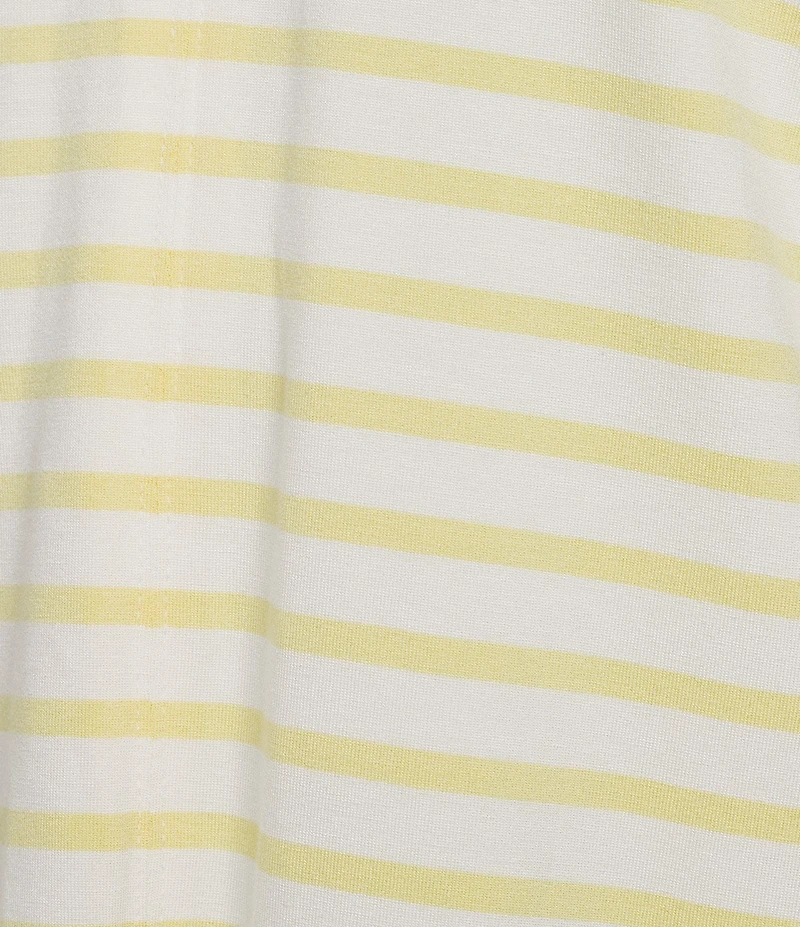 Gibson & Latimer Striped Knit V-Neck Cap Sleeve Shirttail Tee Shirt