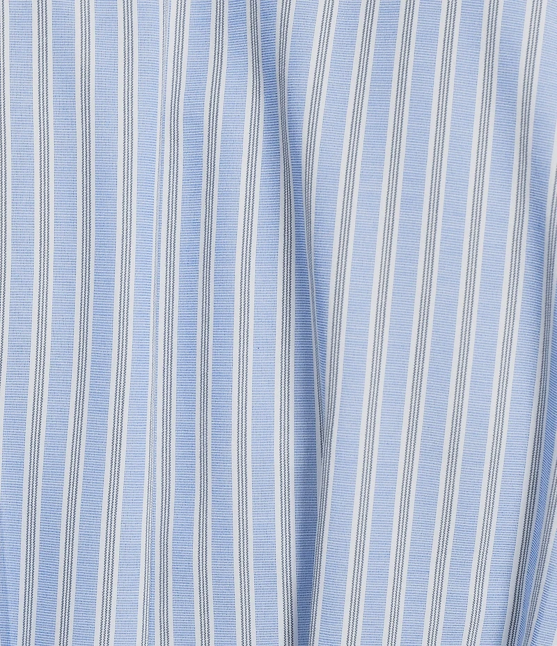 Gibson & Latimer Striped Point Collar Short Dolman Sleeve Button Front Ruched Fit And Flare Shirt Midi Dress