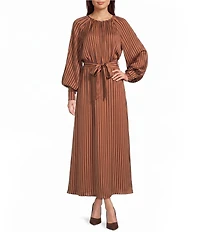 Gibson & Latimer Striped Round Neck Long Sleeve Maxi Dress