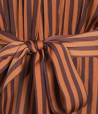 Gibson & Latimer Striped Round Neck Long Sleeve Maxi Dress