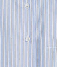 Gibson & Latimer Striped Woven Point Collar Cap Dolman Sleeve Circle Button Front Shirt