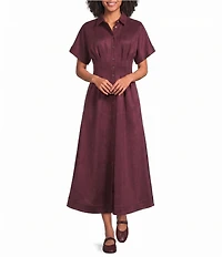 Gibson & Latimer Suede Collar Neck Short Sleeve Dress