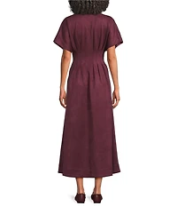 Gibson & Latimer Suede Collar Neck Short Sleeve Dress