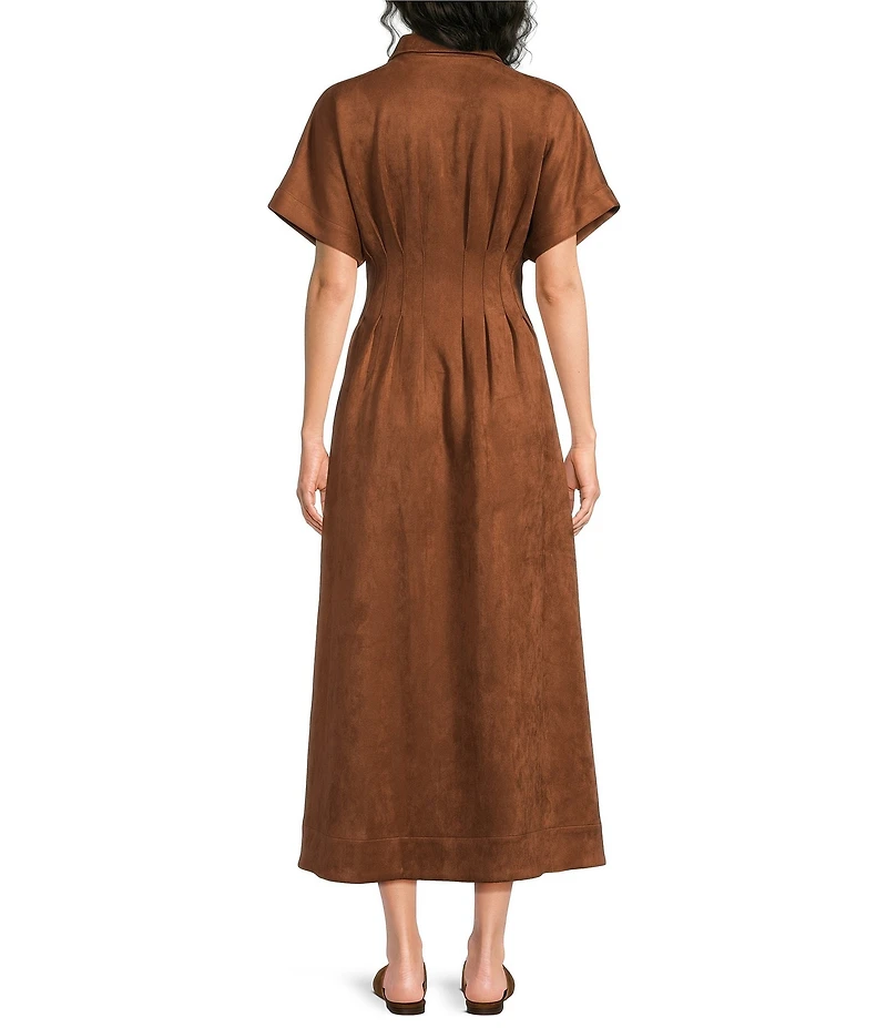 Gibson & Latimer Suede Collar Neck Short Sleeve Dress