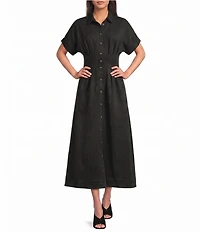 Gibson & Latimer Suede Collar Neck Short Sleeve Dress