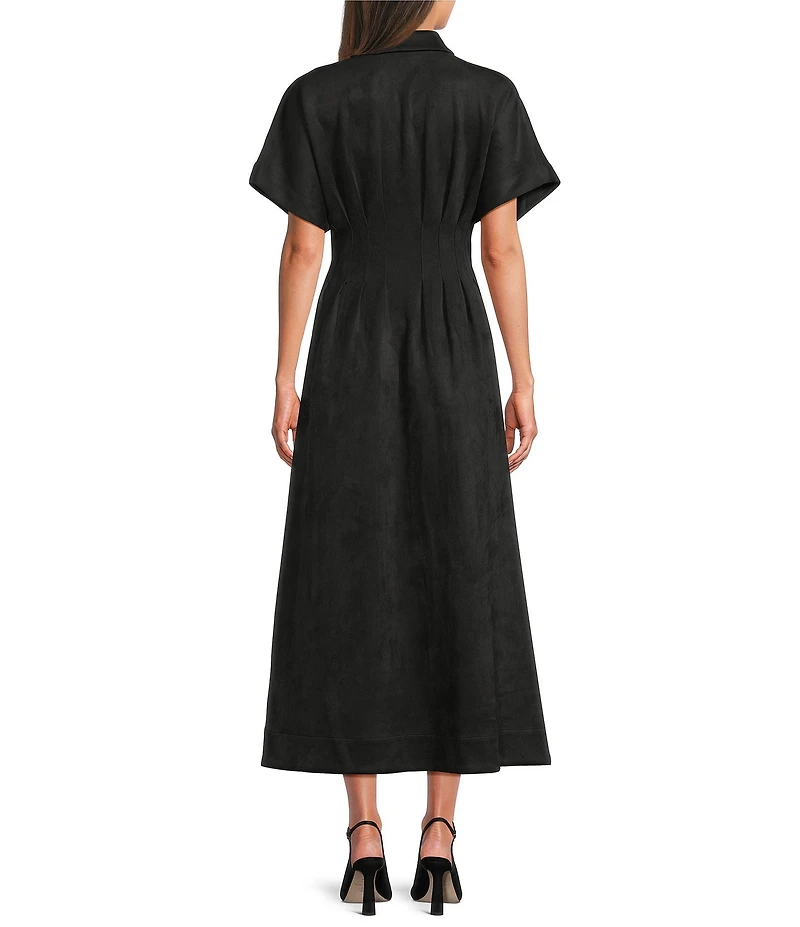 Gibson & Latimer Suede Collar Neck Short Sleeve Dress