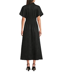 Gibson & Latimer Suede Collar Neck Short Sleeve Dress