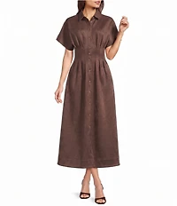 Gibson & Latimer Suede Collar Neck Short Sleeve Dress