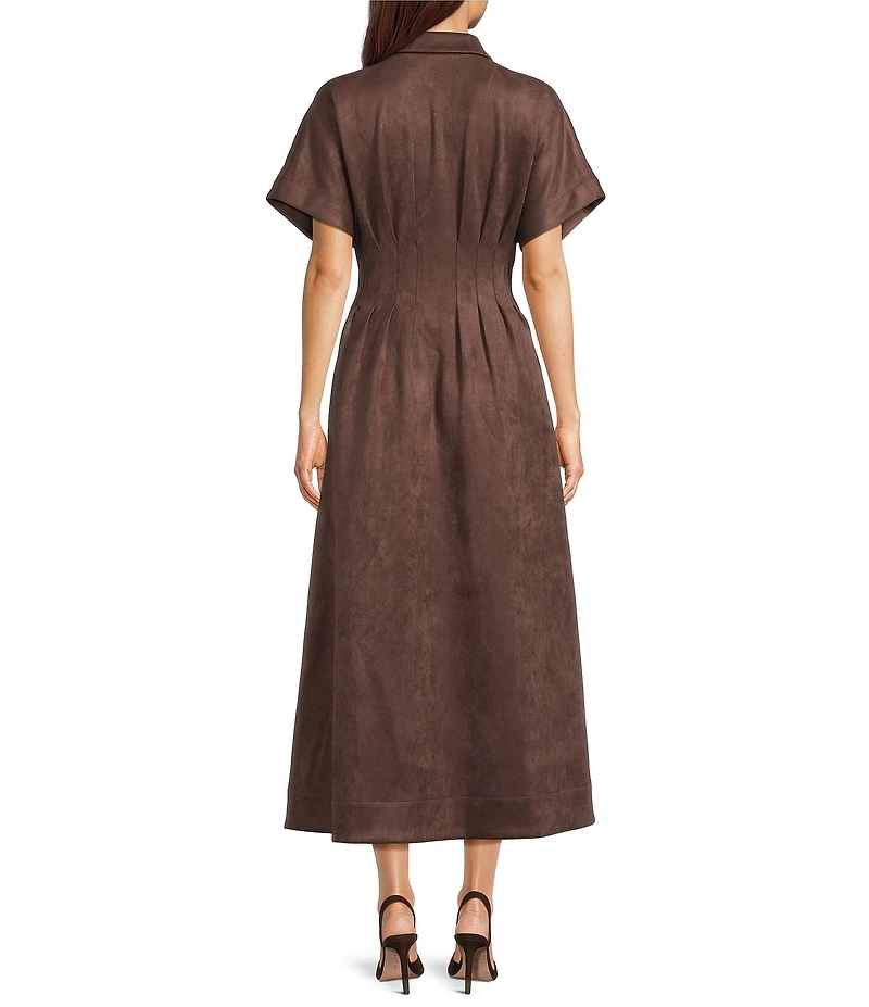 Gibson & Latimer Suede Collar Neck Short Sleeve Dress