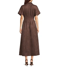 Gibson & Latimer Suede Collar Neck Short Sleeve Dress