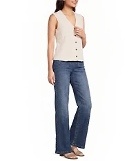 Gibson & Latimer Textured V-Neck Sleeveless Knit Button Front Vest