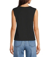 Gibson & Latimer Textured V-Neck Sleeveless Knit Button Front Vest
