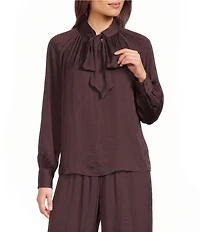 Gibson & Latimer Tie Neck Raglan Long Sleeve Blouse