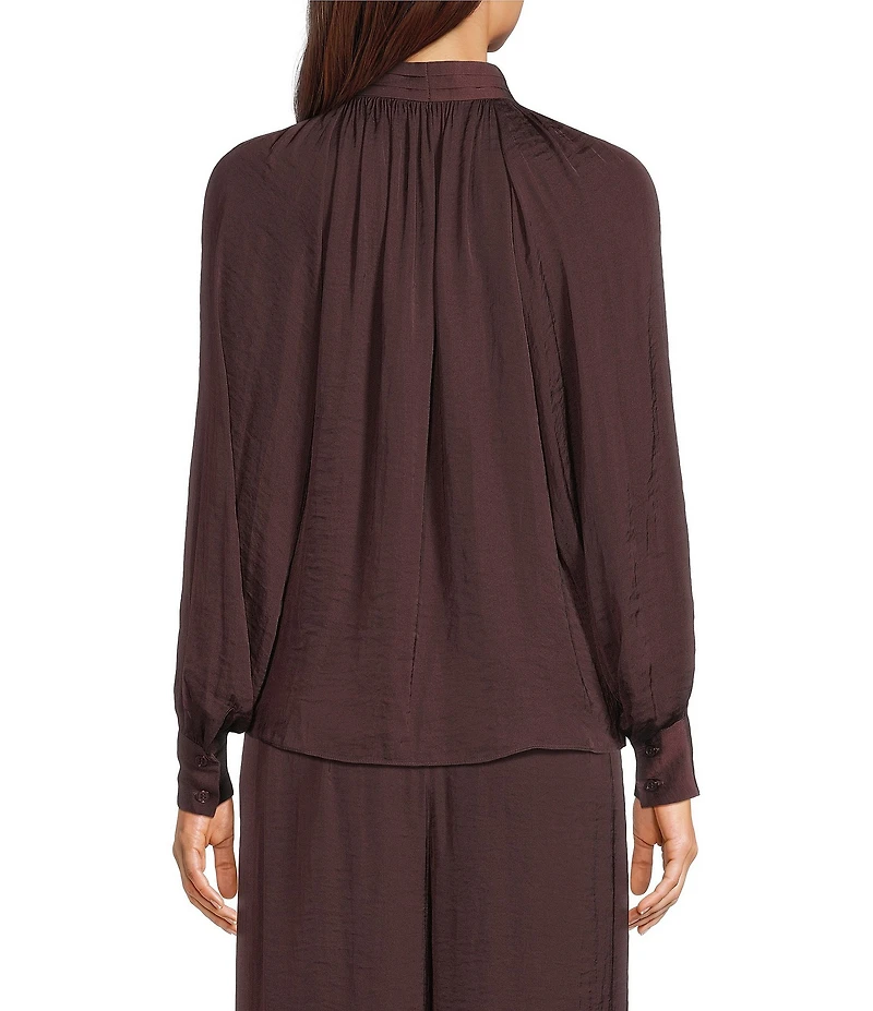 Gibson & Latimer Tie Neck Raglan Long Sleeve Blouse
