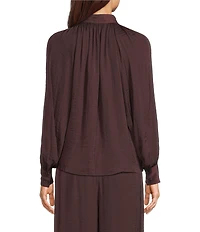 Gibson & Latimer Tie Neck Raglan Long Sleeve Blouse