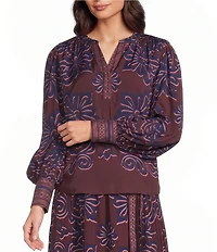 Gibson & Latimer V-Neck Long Puff Sleeve Blouse