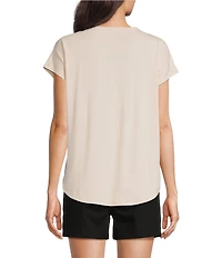 Gibson & Latimer Knit V-Neck Dropped Short Sleeve Shell Shirttail Tee Shirt