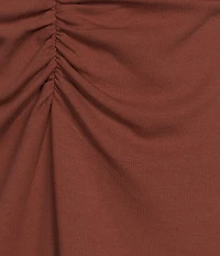 Gibson & Latimer V-Neck Sleeveless Ruched Knit Midi Dress