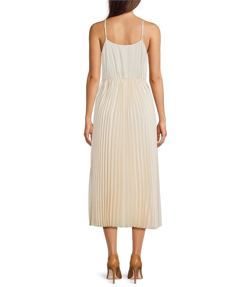 Gibson & Latimer Wool Blend Knit Crew Neck Dropped Long Sleeve Sweater Top Pleated Shift Midi Twofer Dress