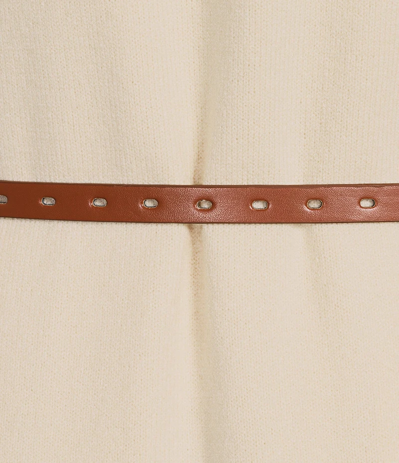 Gibson & Latimer Wool Blend Knit Crew Neck Dropped Long Sleeve Sweater Top Pleated Shift Midi Twofer Dress