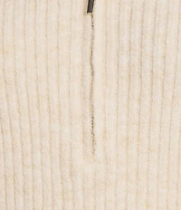 Gibson & Latimer Wool Blend Knit Mock Quarter Zip Dropped Long Wide Sleeve Pullover Sweater