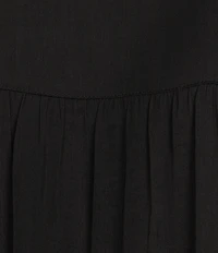 Gibson & Latimer Woven Collared V-Neck Cap Sleeve Hi-Low Top
