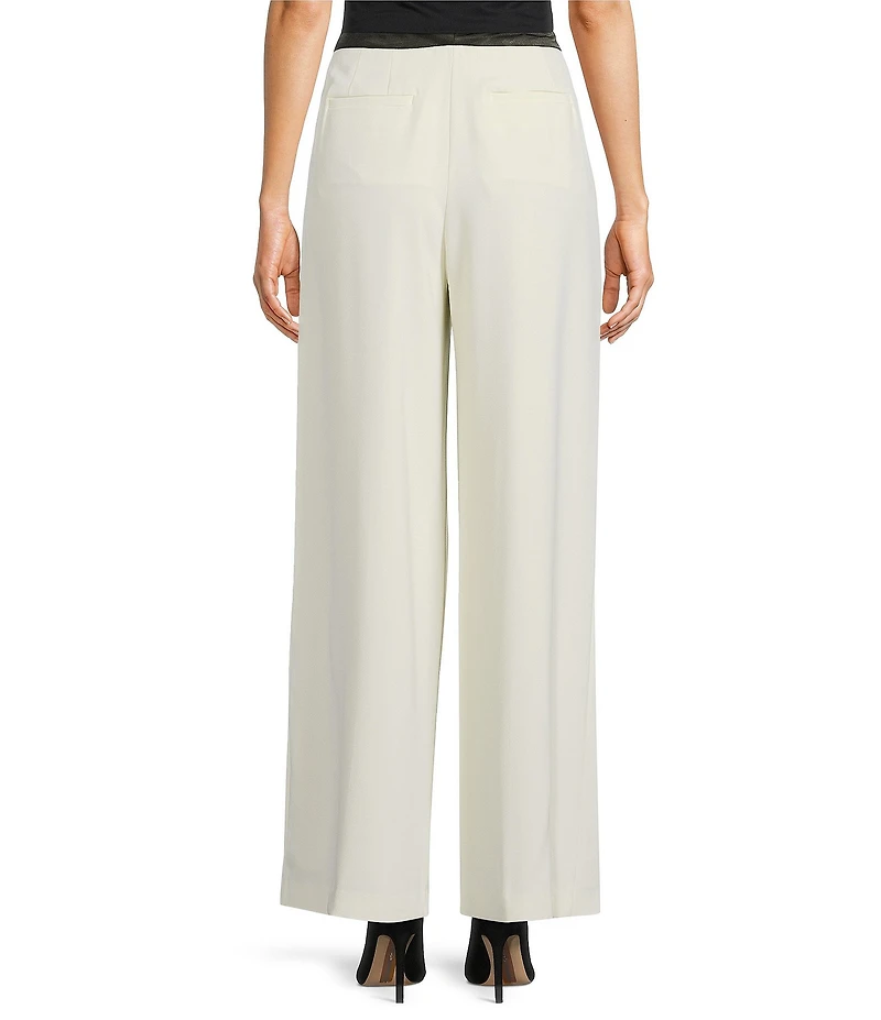 Gibson & Latimer Woven Contrast High Rise Pleated Wide Leg Coordinating Trousers
