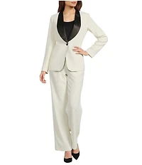 Gibson & Latimer Woven Contrast High Rise Pleated Wide Leg Coordinating Trousers