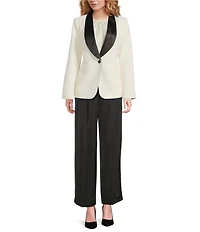 Gibson & Latimer Woven Contrast Lapel Long Sleeve Blazer
