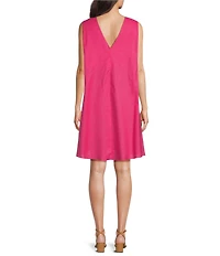 Gibson & Latimer Woven Crew Neck Sleeveless Deep Backline Twist Caftan Dress